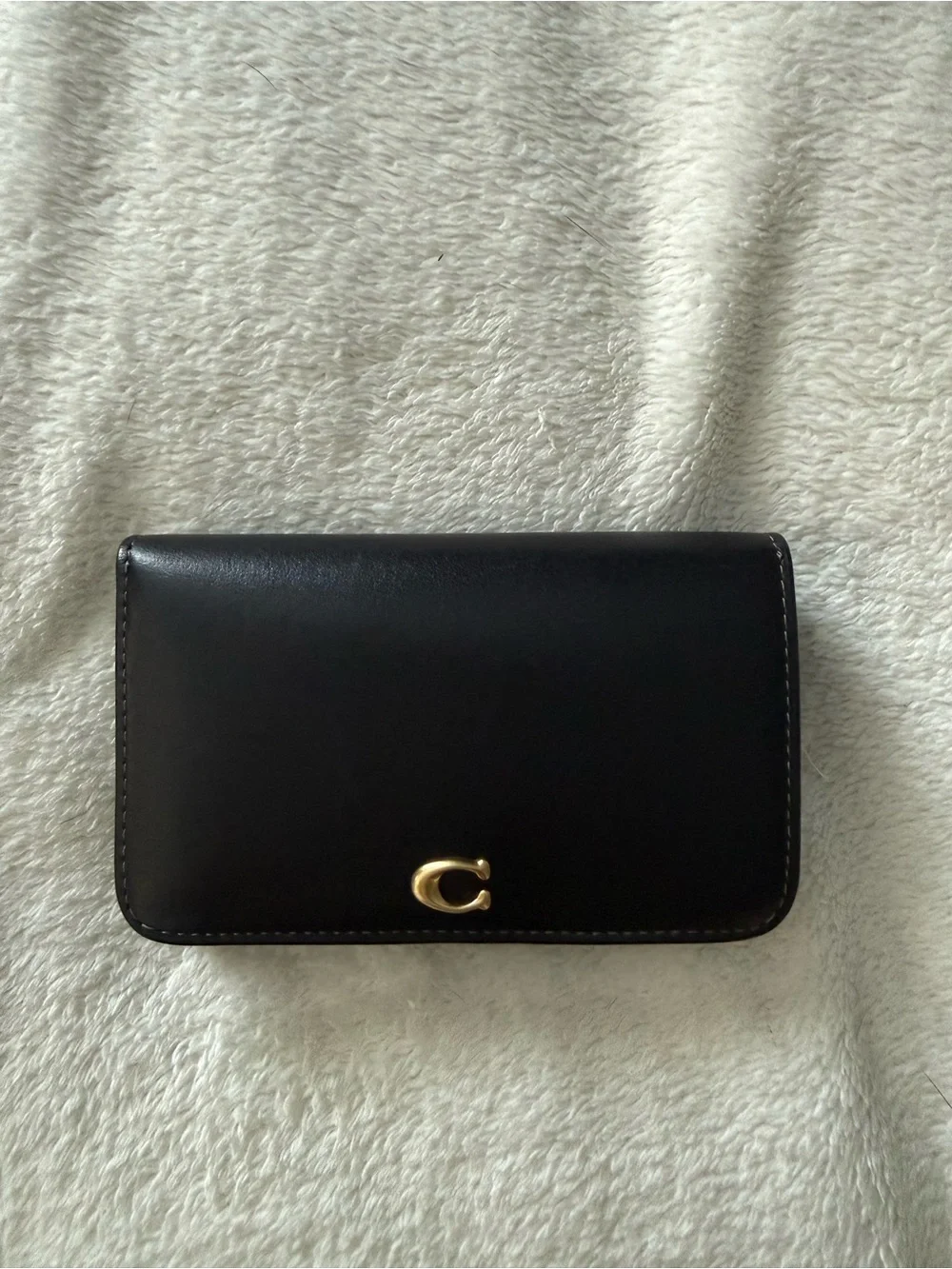 Coach Black Leather Wallet with Gold 'C' Hardware